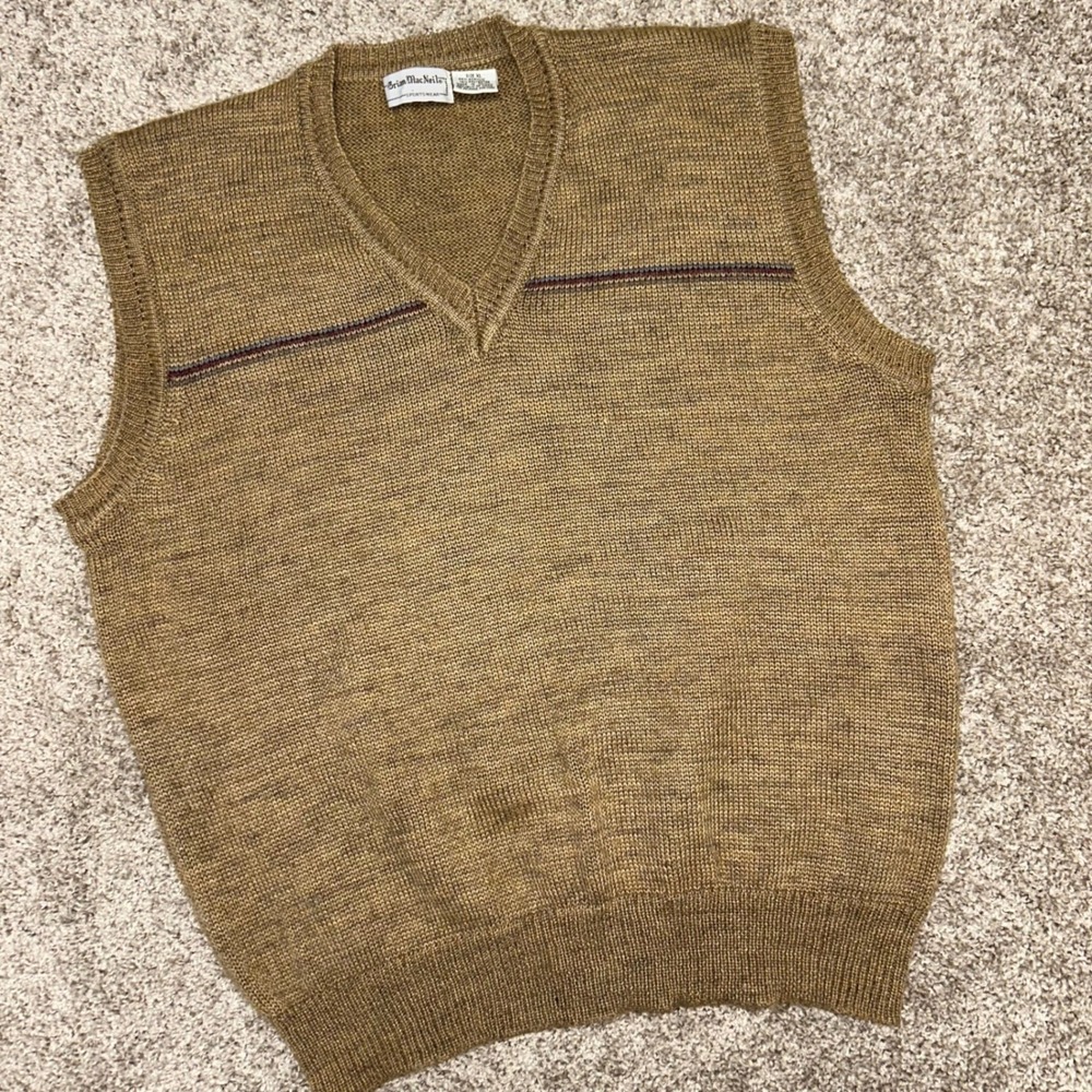 Vintage Brian MacNeil Sweater Vest Men Size XL Brown‎ 80s Grandpa Acrylic